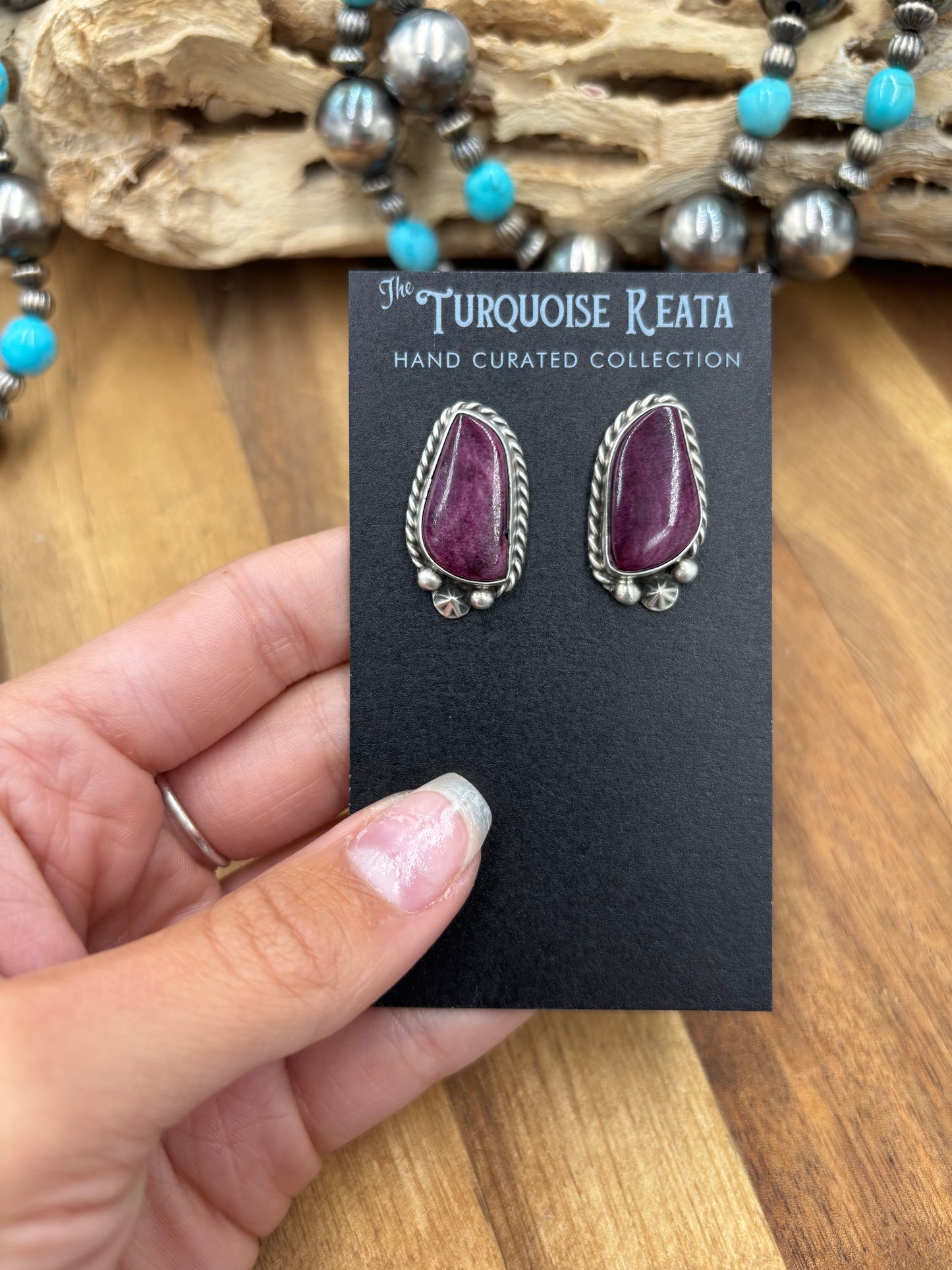 Purple Spiny #826-8F Earrings by Chassity Belone, Navajo
