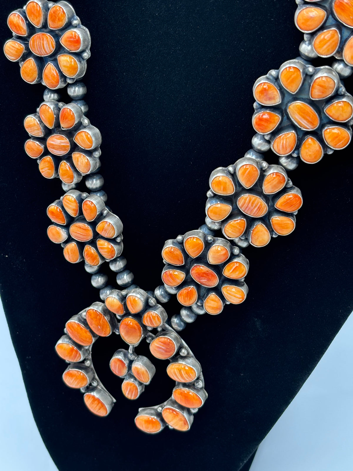 Orange Spiny #913-4 Squash Blossom by Ella Peter, Navajo
