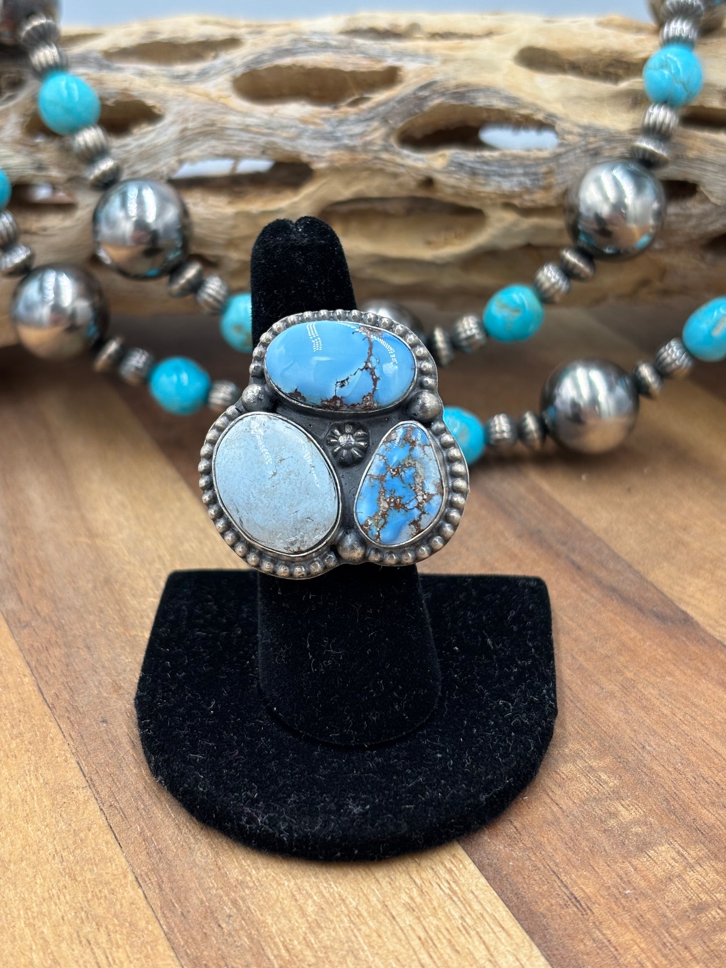 Golden Hills Adjustable Ring #725-4 By Lyle Piaso, Navajo