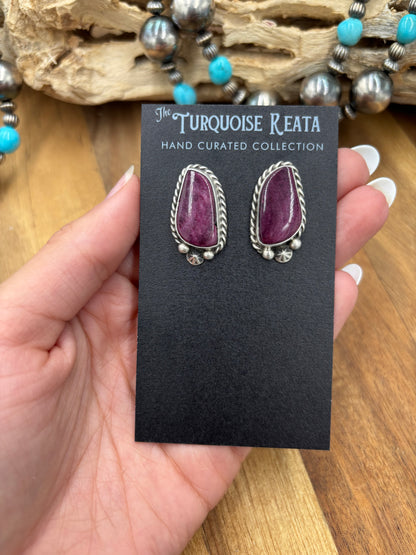 Purple Spiny #826-8F Earrings by Chassity Belone, Navajo