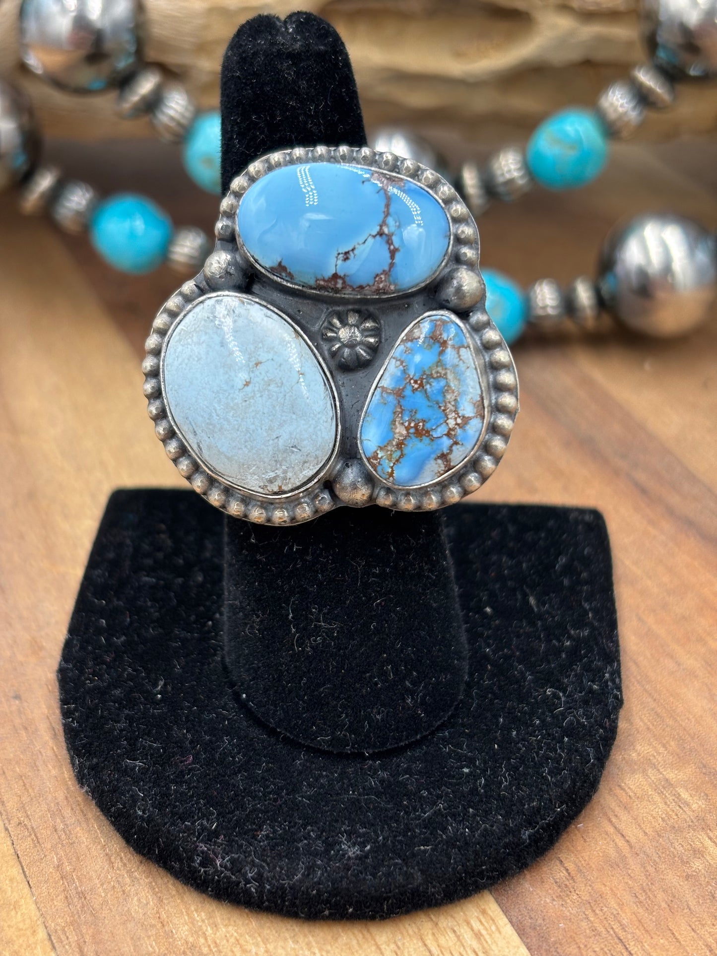 Golden Hills Adjustable Ring #725-4 By Lyle Piaso, Navajo