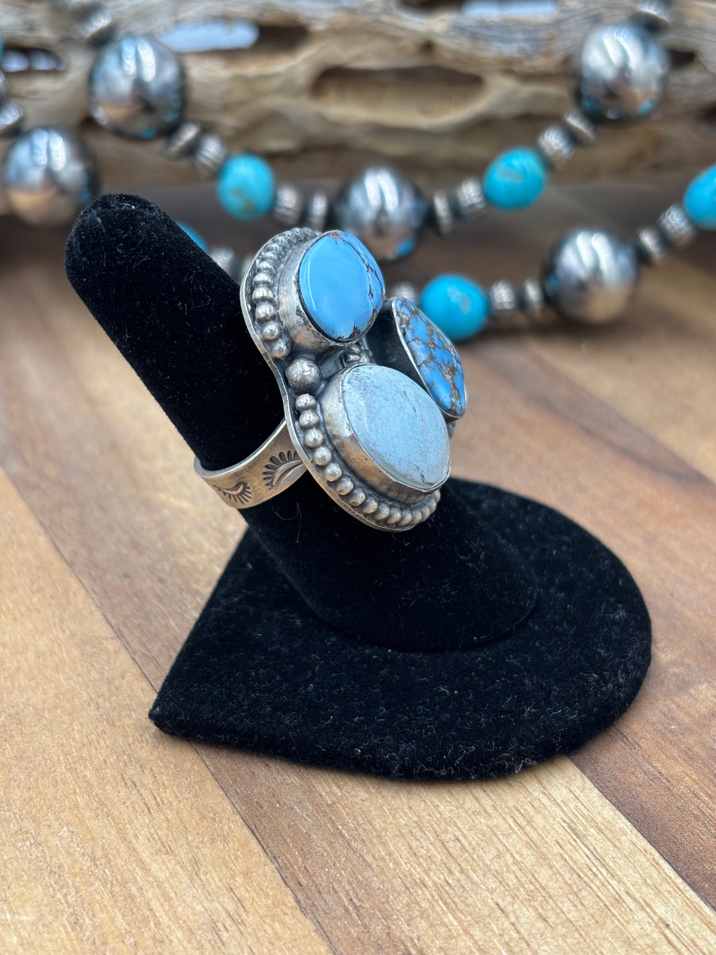 Golden Hills Adjustable Ring #725-4 By Lyle Piaso, Navajo