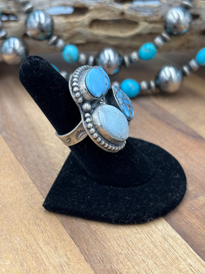 Golden Hills Adjustable Ring #725-4 By Lyle Piaso, Navajo