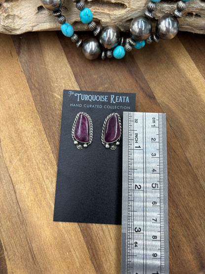 Purple Spiny #826-8F Earrings by Chassity Belone, Navajo