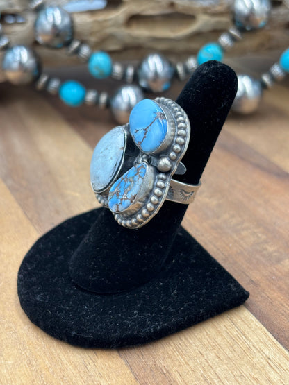 Golden Hills Adjustable Ring #725-4 By Lyle Piaso, Navajo