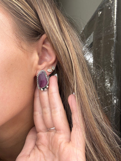 Purple Spiny #826-8F Earrings by Chassity Belone, Navajo