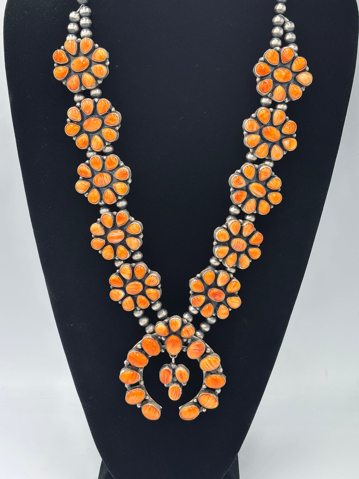 Orange Spiny #913-4 Squash Blossom by Ella Peter, Navajo