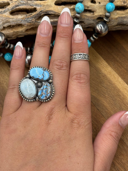 Golden Hills Adjustable Ring #725-4 By Lyle Piaso, Navajo