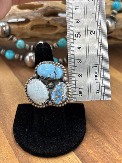 Golden Hills Adjustable Ring #725-4 By Lyle Piaso, Navajo