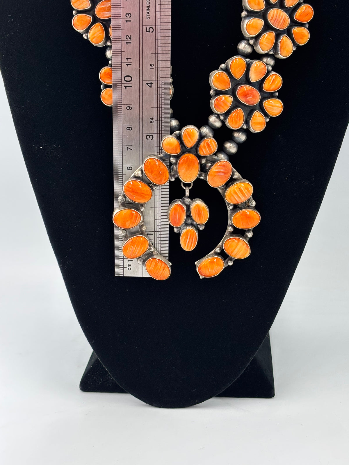 Orange Spiny #913-4 Squash Blossom by Ella Peter, Navajo