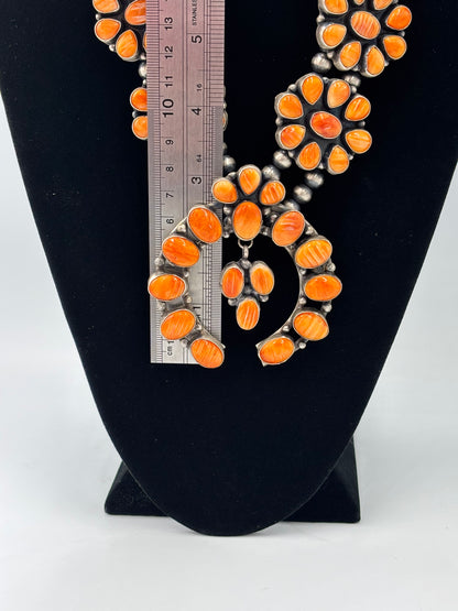 Orange Spiny #913-4 Squash Blossom by Ella Peter, Navajo