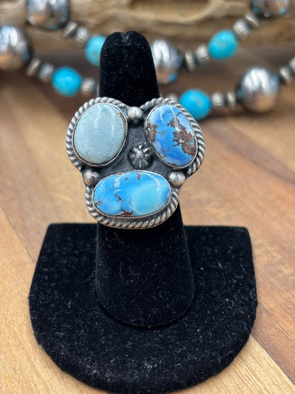 Golden Hills Adjustable Ring #725-3 By Lyle Piaso, Navajo