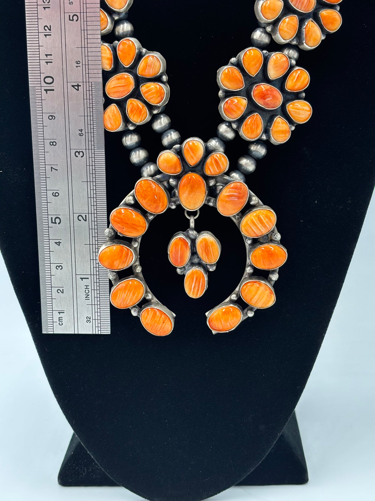 Orange Spiny #913-4 Squash Blossom by Ella Peter, Navajo
