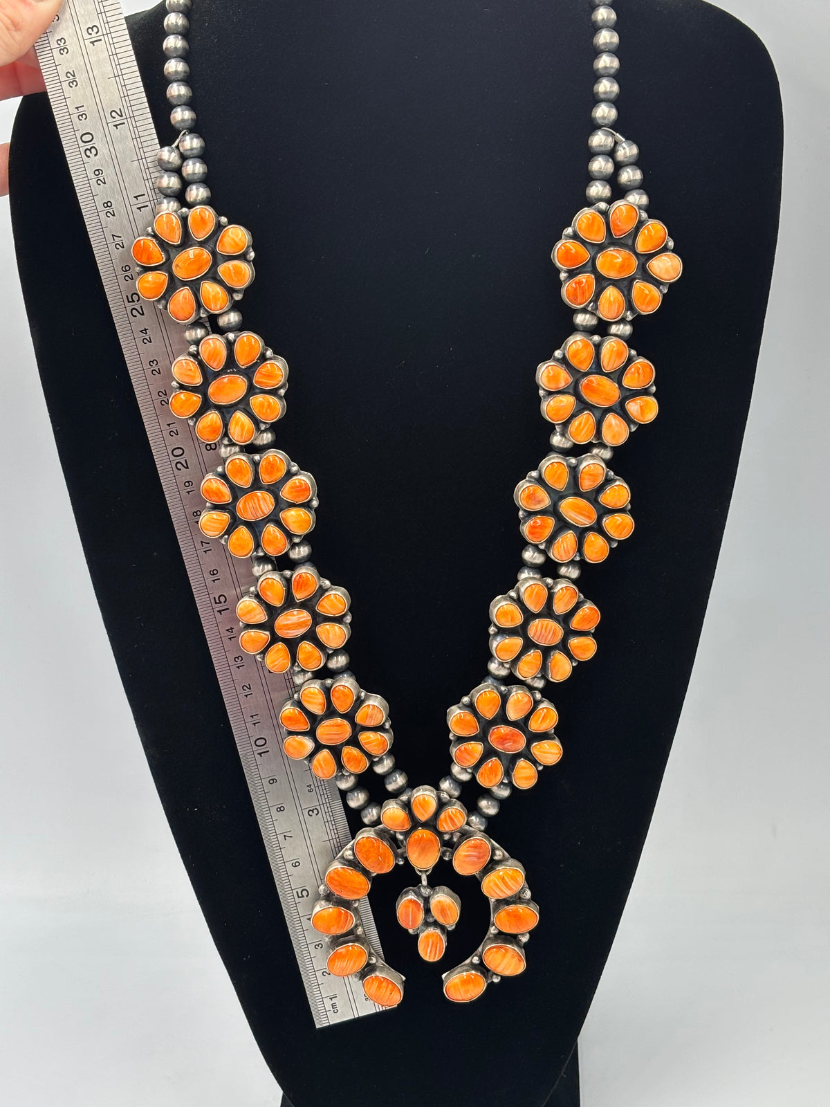 Orange Spiny #913-4 Squash Blossom by Ella Peter, Navajo