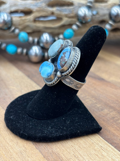 Golden Hills Adjustable Ring #725-3 By Lyle Piaso, Navajo