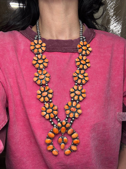 Orange Spiny #913-4 Squash Blossom by Ella Peter, Navajo