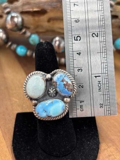Golden Hills Adjustable Ring #725-3 By Lyle Piaso, Navajo