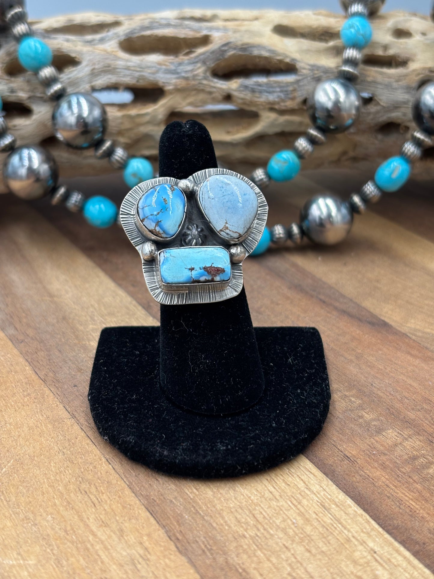 Golden Hills Adjustable Ring #725-2 By Lyle Piaso, Navajo