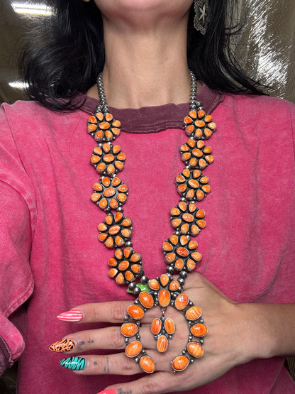 Orange Spiny #913-4 Squash Blossom by Ella Peter, Navajo