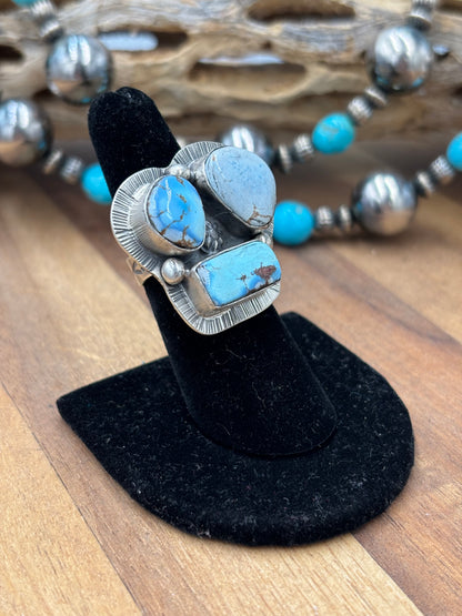Golden Hills Adjustable Ring #725-2 By Lyle Piaso, Navajo