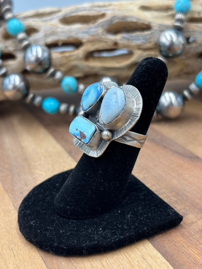 Golden Hills Adjustable Ring #725-2 By Lyle Piaso, Navajo