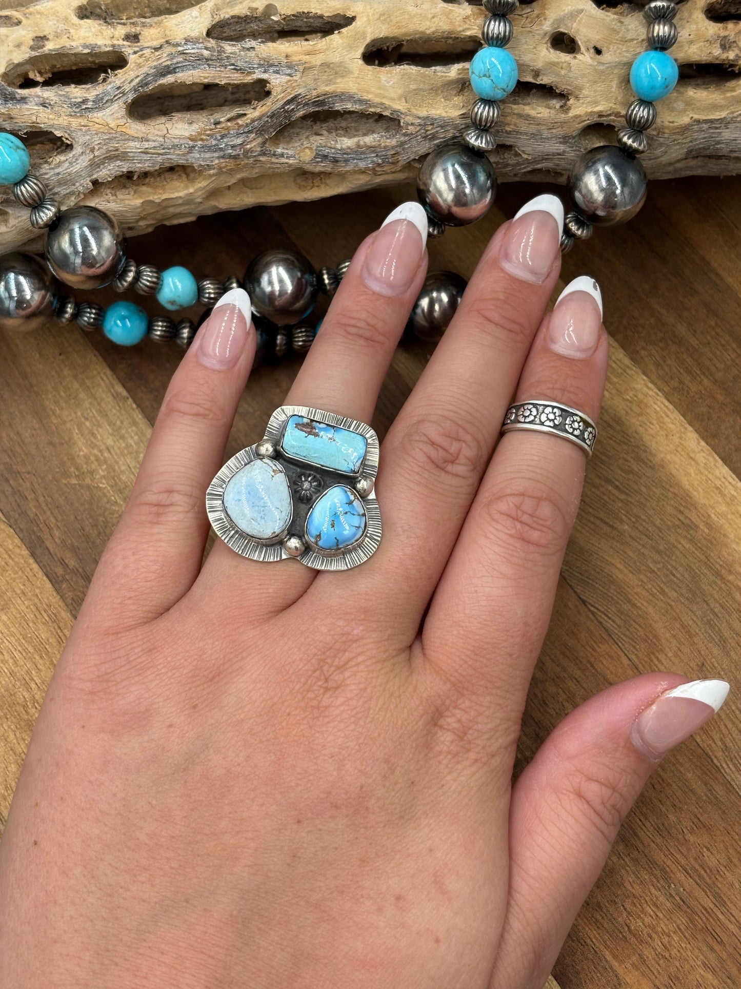 Golden Hills Adjustable Ring #725-2 By Lyle Piaso, Navajo