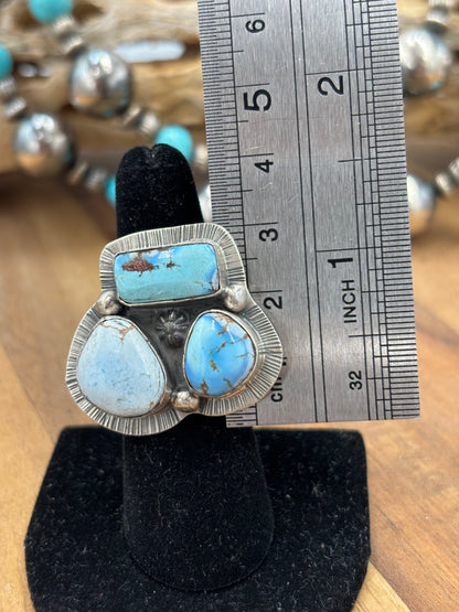 Golden Hills Adjustable Ring #725-2 By Lyle Piaso, Navajo