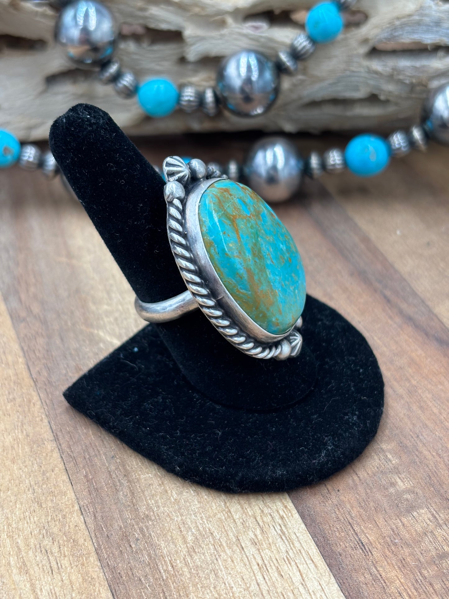 Kingman Turquoise #725-1 Adjustable Ring by Dixon, Navajo