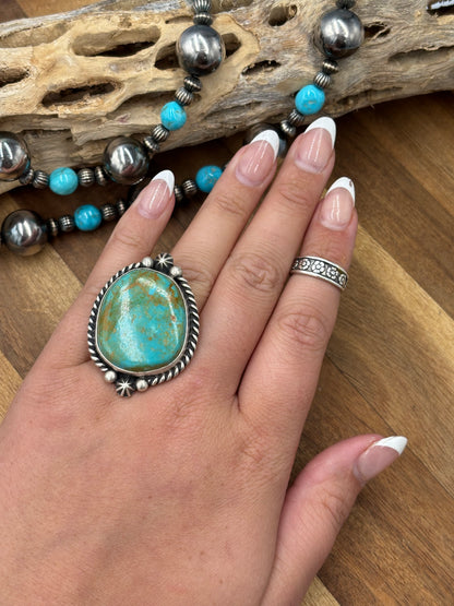 Kingman Turquoise #725-1 Adjustable Ring by Dixon, Navajo