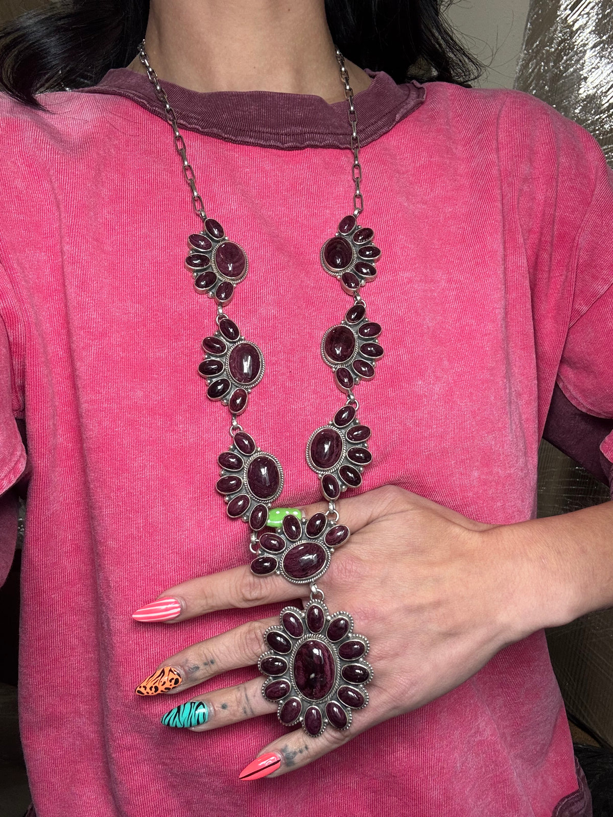 Purple Spiny #913-6 Lariat Necklace