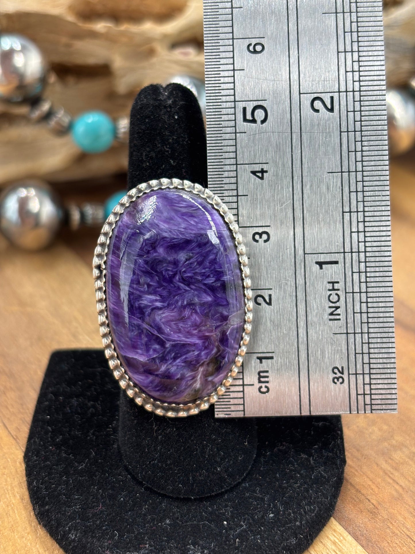 Charoite Size 8 Ring by Philbert Nez, Navajo #725-2