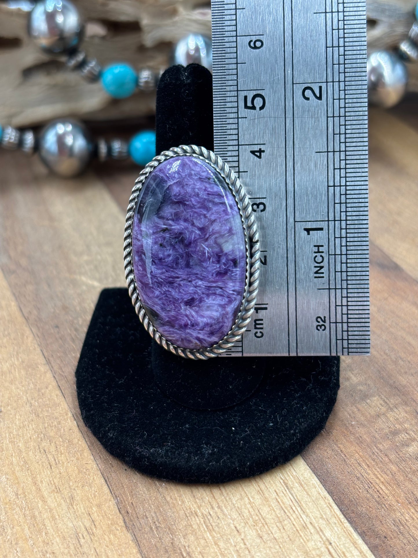 Charoite Size 8 Ring by Philbert Nez, Navajo #725-1