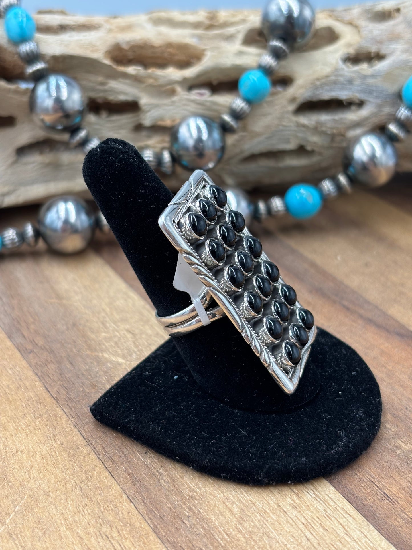 Black Onyx Adjustable Ring #725