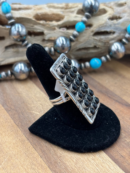 Black Onyx Adjustable Ring #725