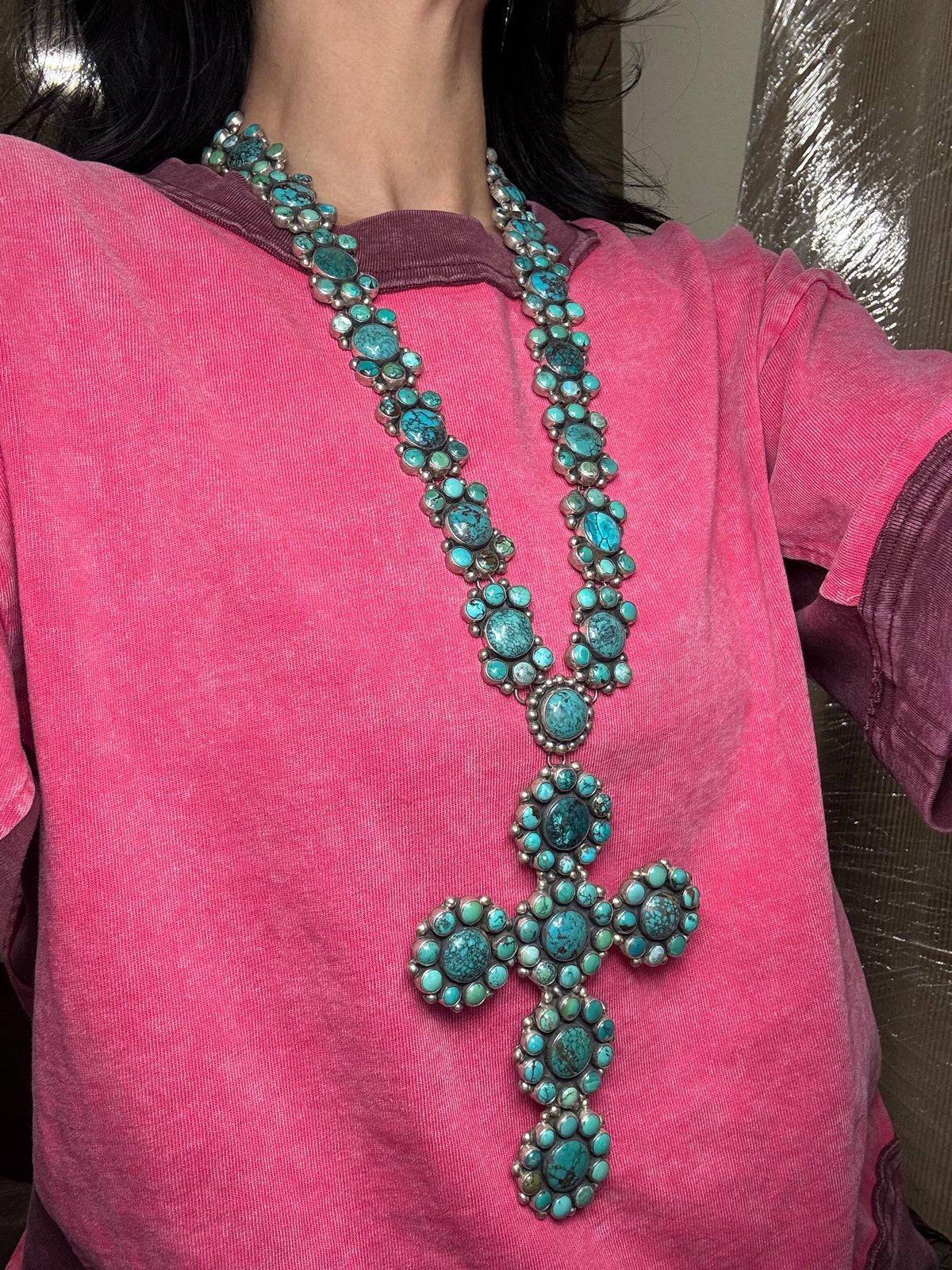 Turquoise #913-7 Cross Necklace by Federico