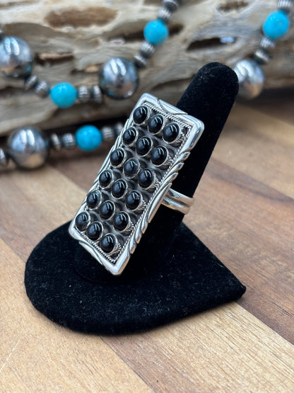 Black Onyx Adjustable Ring #725