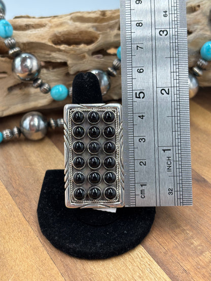 Black Onyx Adjustable Ring #725