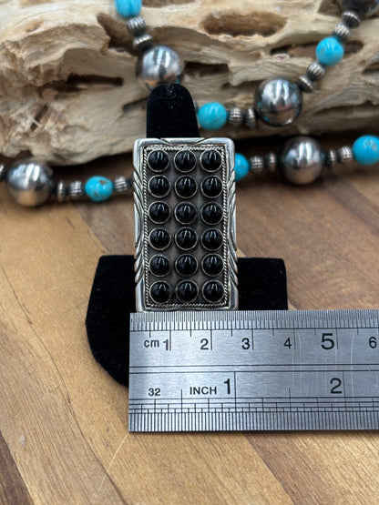Black Onyx Adjustable Ring #725