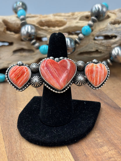 Red Spiny Hearts #9826-2 Adjustable Ring by RRB, Native