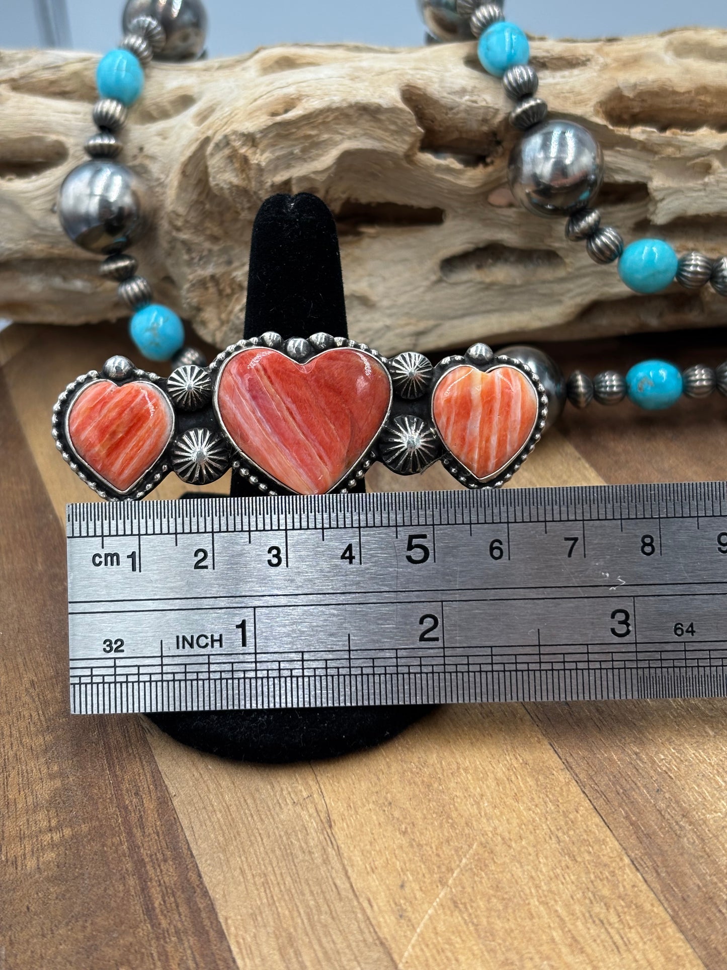 Red Spiny Hearts #9826-2 Adjustable Ring by RRB, Native