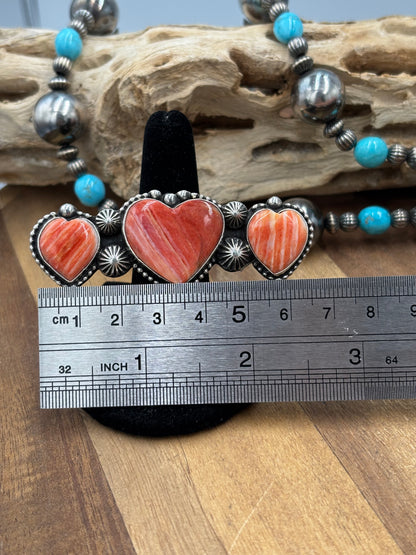 Red Spiny Hearts #9826-2 Adjustable Ring by RRB, Native