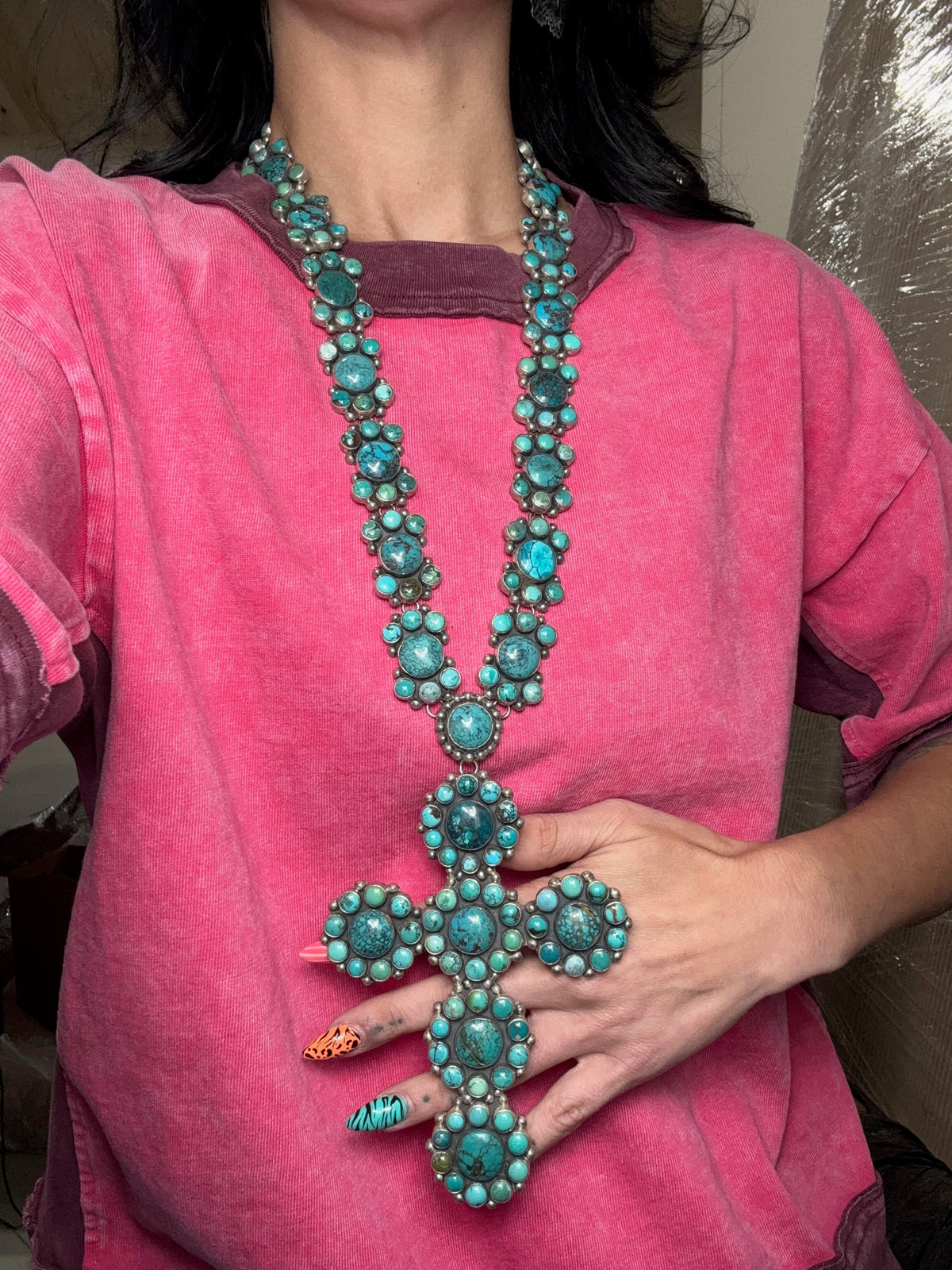 Turquoise #913-7 Cross Necklace by Federico