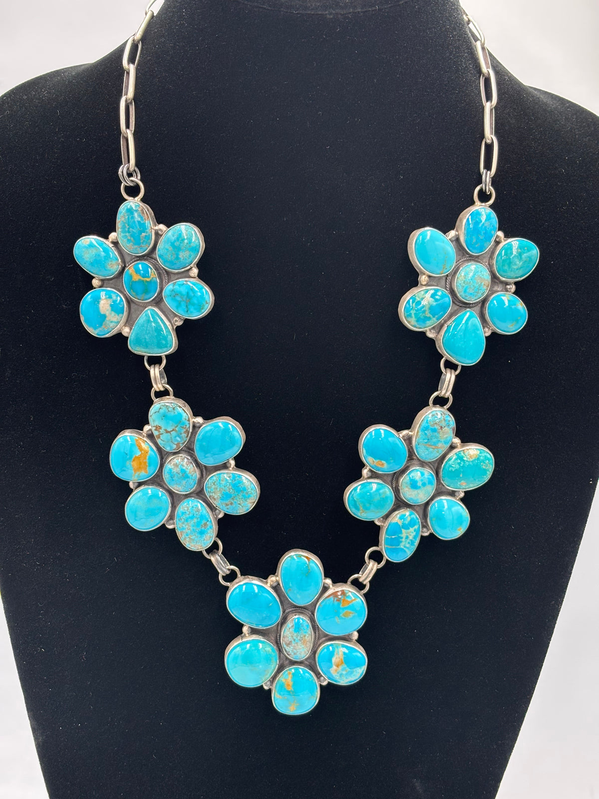 Turquoise #913-8 Cluster Necklace by Ella Peter, Navajo