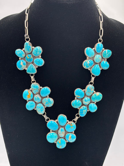 Turquoise #913-8 Cluster Necklace by Ella Peter, Navajo