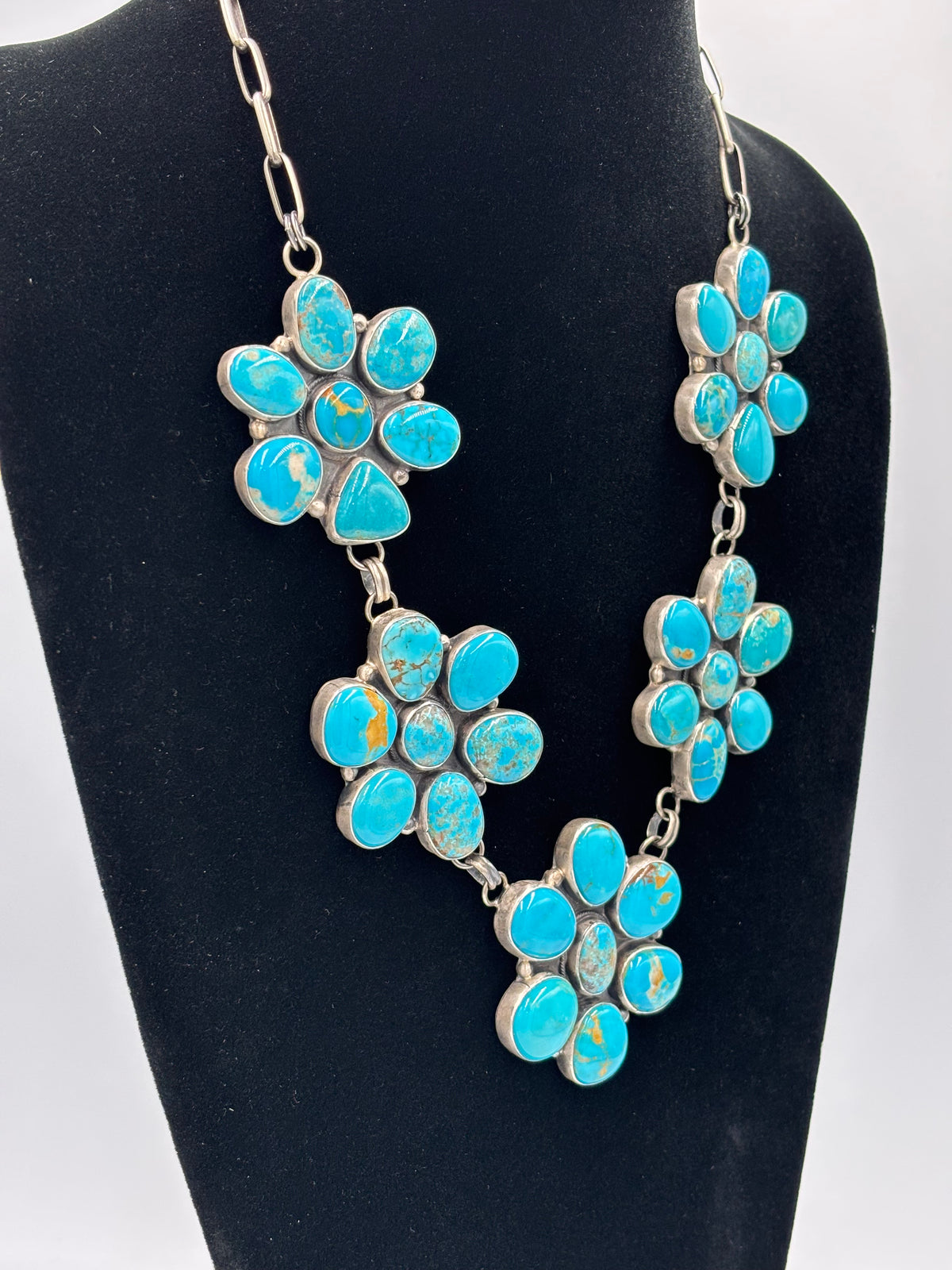 Turquoise #913-8 Cluster Necklace by Ella Peter, Navajo