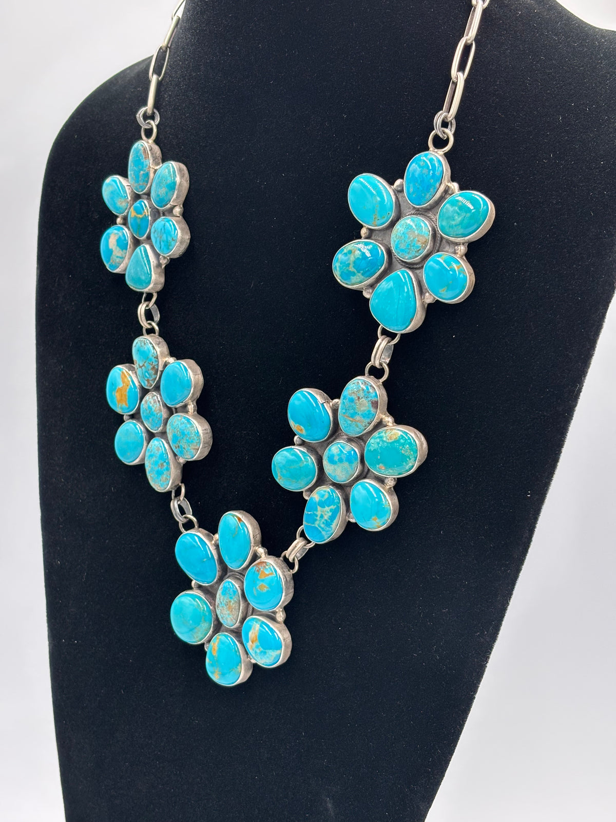 Turquoise #913-8 Cluster Necklace by Ella Peter, Navajo
