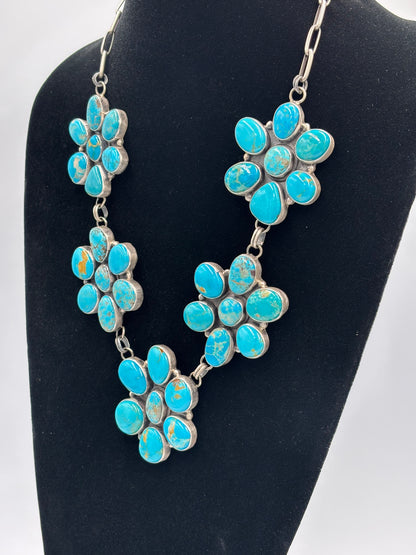 Turquoise #913-8 Cluster Necklace by Ella Peter, Navajo
