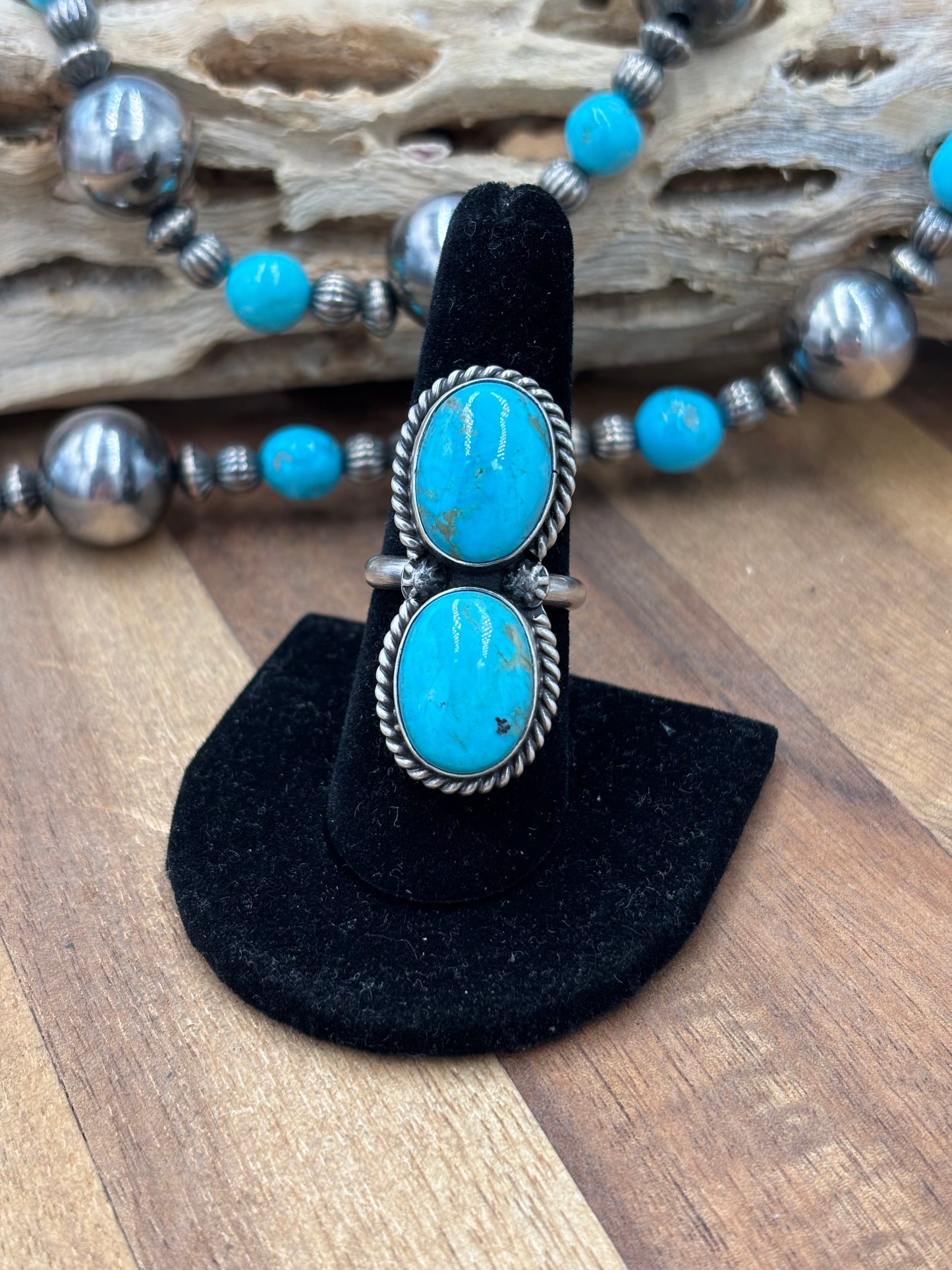 Turquoise Ring #9826-5 Adjustable by Eugene Belone, Navajo