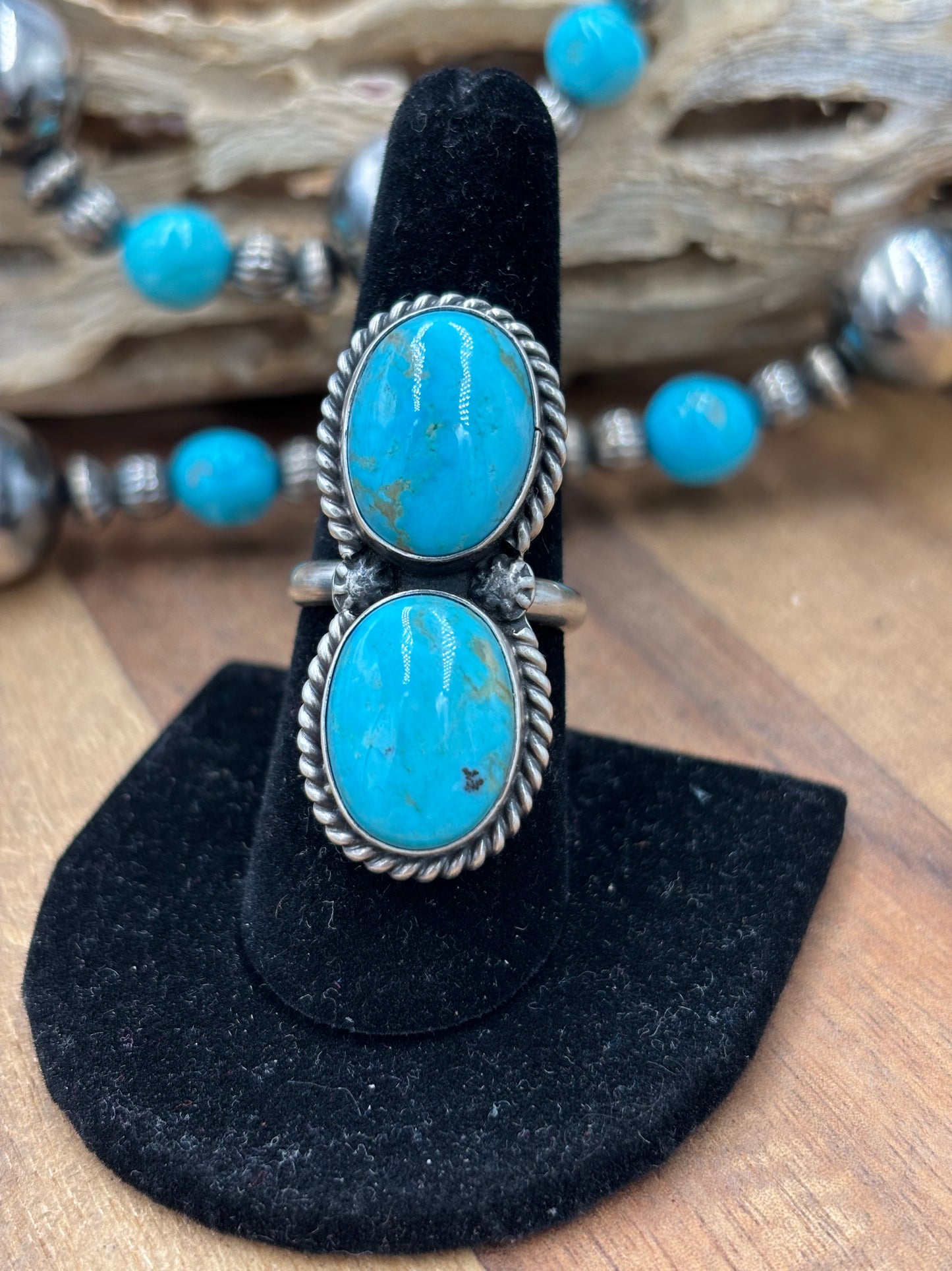 Turquoise Ring #9826-5 Adjustable by Eugene Belone, Navajo