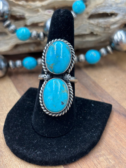 Turquoise Ring #9826-5 Adjustable by Eugene Belone, Navajo